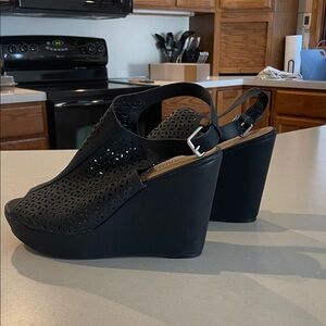 Torrid Black Cutout Wedge Sandals